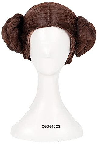 WHBHD Prinzessin Leia Organa Solo Cosplay Perücke Kurzbraun Hitzebeständige synthetische Haarperücke + Perücke Kappe