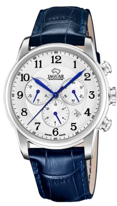 JAGUAR Herrenuhr Leder Blau - Chronograph Quarz, Datum, Saphirglas - Wasserdicht 5 ATM - Elegant - J968/4 Acamar