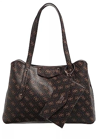 Guess Damen Eco Brenton Girlfriend Umhängetasche Schulranzen, Braunes Logo