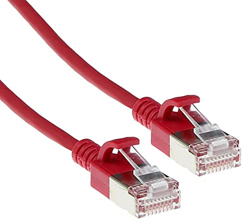 ACT Cavo di rete CAT6a, U/FTP LSZH, sottile, 3,8 mm, sottile, cavo CAT 6a flessibile con spina RJ45, per uso in data center dati, 3 metri, rosso - DC7503