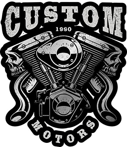 Samunshi Custom Motor Motorblock Aufkleber Autoaufkleber für Motorrad Fahrrad Roller oder Auto Sticker Chopper Hot Rod Bopper Enduro Motocross Rockabilly Vint (44x50cm Custom Motor Motorblock)