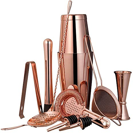 hansum Cocktail Shaker Set 11Pcs en Acier Inoxydable Barman Set Cocktail Making Kit (Color : Rose Gold)