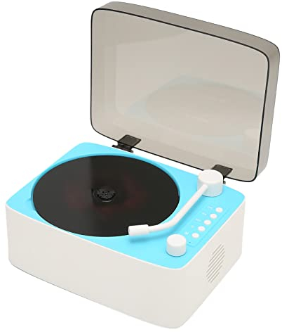 PUSOKEI Tragbarer CD Player mit Bluetooth, Vintage CD Musik Player, Retro Grammophon CD Player, Eingebaute HiFi Lautsprecher, USB Unterstützung, AUX Eingang, Heimdekoration(Himmelblau)