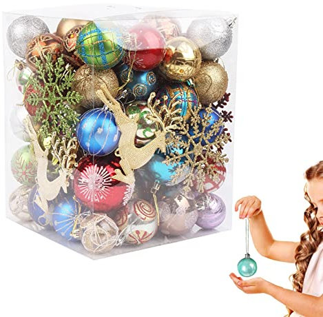Weihnachtskugel-Anhänger | Farbige, bruchsichere Christbaumschmuck-Hängekugeln | Dekorativ bemalte Weihnachtsbaumkugeln für Feiertags-Hochzeitsfeiern