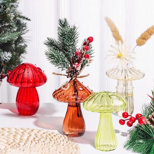 BFYDOAA Lot de 4 mini vases à bourgeons en verre coloré pour terrarium, plantes hydroponiques, station de propagation pour fleurs, diffuseur de roseaux, centre de table