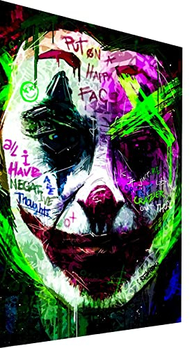 Magic Canvas Art - Bilder Abstrakt Joker Clown Leinwandbild 1- teilig Hochwertiger Kunstdruck modern Wandbilder Wanddekoration Design Wand Bild - B8278, Material: Leinwand, Größe: 40 x 30 cm, Weiß