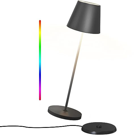 GGNOO LED Akku Outdoor Tischlampe aus Metall Tischlampe Kabellos 8 Farben LED Akku Tischleuchte IP54 Dimmbare mit USB Ladestation für Aussen Schlafzimmer Bar Restaurant Tisch Dekoration (schwarz)