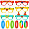 Qpout 12Pcs Building Blocks Glasses and Building Block Bracelets Set DIY Building Bricks Glasses with Silicone Wristbands Creative Building Blocks Games for Kids Birthday Party Carnival Favors