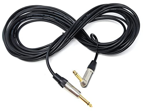 DRUT 10m 6.35mm 1/4'' Right Angle MONO Male to Male Jack Cable Compatible with Guitar/Amp/Speaker Low Noise Lead Gold Connectors 33ft