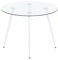 MOG CASA Mesa de Comedor Fija Redonda Corin | 100 x 100 x 75 cm | Ideal para Cocina o Salón | Ideal para 3 a 4 Personas | Tablero de Cristal Transparente | Patas de Metal en Blanco
