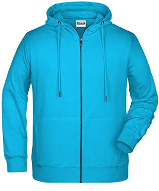 James & Nicholson Herren Hoody Sweatjacke - Sportliche Sweatjacke aus Bio-Baumwolle | Farbe: turquoise | Grösse: XXL
