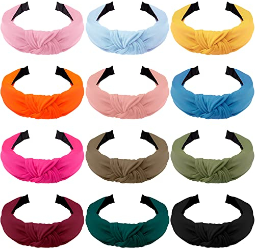SIQUK 12 Stück Haarreifen Knoten Damen Stirnband Knoten Kopfband Haarband für Damen Mädchen, 12 Farben