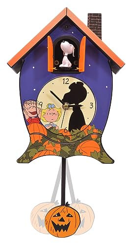 Mark Feldstein & Associates Peanuts Gang Snoopy Linus Lucy It's The Great Pumpkin Halloween Kuckucksuhr 43,2 cm spielt gruselige Geräusche