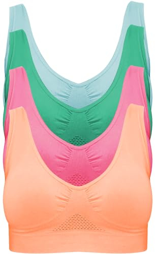 Pretty Seamless BH ohne Bügel Nahtloser Sport BH im 4er Pack für Sport Freizeit und Beruf
