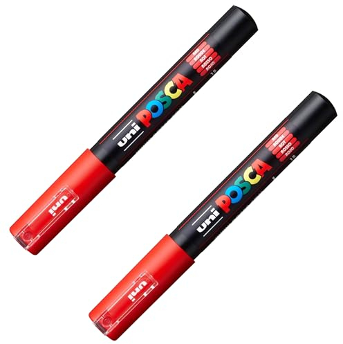 Posca PC-1M Paint Marker Art Pens - 0.7mm Nib - Red Ink (2)