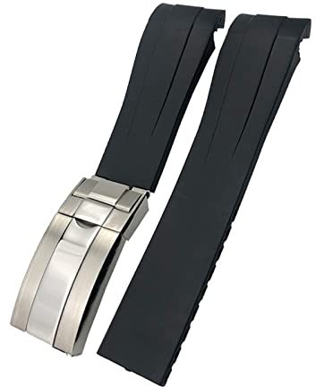 EKSIL 21mm 22mm Schwarz Rot Blau Gummi Armband Für Rolex DEEPSEA Sea-Dweller Submariner 41mm Tauchen Wasserdicht Silikon Uhrenarmband, 22mm DEEPSEA, Kunststoff, Achat
