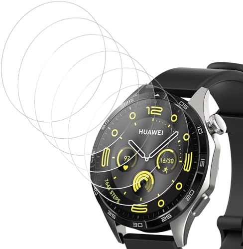 Hianjoo 6 Piezas Protector Pantalla Compatible con Huawei Watch GT 4 46mm, Protector de Pantalla 9H Vidrio Templado Film Vidrio Láminas [Resistente a Rayones Anti-Shatter]