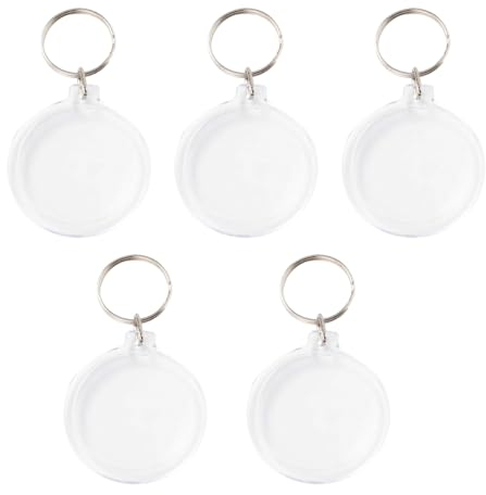 JNNJ 5 Pièces Voitures Porte-clé Photo en Acrylique Transparent, Résistance à L'eau DIY Vierge Souvenir Personnalisé Porte Clef Cadres Photo Famille, Véhicule Cadeaux Universel(4.5x4.5cm)