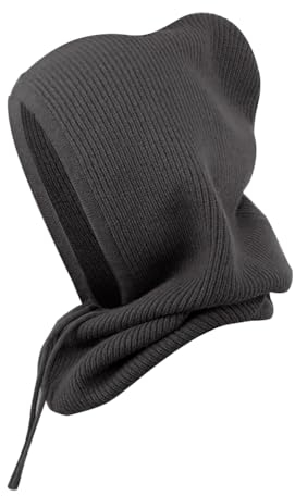 MoreChioce Mütze Damen Winter,Wintermütze Schalmütze Strickmützen Sturmhaube Warme Kapuzen Schal Balaclava Winddichter Hut Beanie Mütze Kapuzenschal Wintersport und Outdoor-Sportartikel,Schwarz