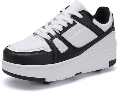 WOWEI Schuhe mit Rollen für Jungen Mädchen Skateboardschuhe Sportschuhe Rollschuhe Kinder 2-in-1-Multifunktionsrollschuhe Sneakers Mit Rollen Outdoorschuhe (BZX-T16, 35EU)