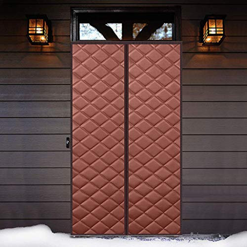 Magnetischer Thermo-Türvorhang, Geräuschreduzierung, hält warm, magnetischer Türvorhang, Winter, Falttüren, interner automatischer Schließer für Hintertüren, Haustüren, Terrassentüren, Braun, 140 x
