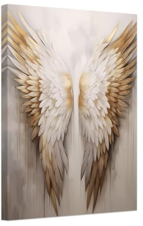 ZXHYWYM Engelsflügel Leinwandbild goldene Flügel Wanddekoration Engelsflügel Gemälde abstrakte Flügel Kunstdruck für Zuhause Wohnzimmer Schlafzimmer Dekoration mit Rahmen (B (30.00 x 45.00 cms))