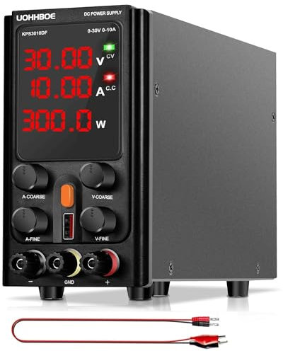 UOHHBOE Labornetzteil 30V/10A DC Regelbar Netzgerät mit hochpräziser 4-stelliger LED-Anzeige 5V/2A USB-Schnittstelle Grob- und Feineinstellknopf Labornetzgerät geeignet für Labor und Elektronikwartung