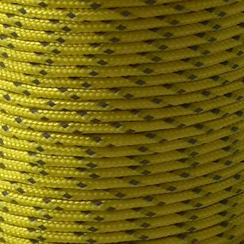 2mm Paracord Reflective Micro Cord Strong Bushcraft Lanyard Camping Hiking DIY (Yellow, 5 meters)
