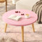 Table basse ronde moderne en pin artisanal - Petite table basse ronde pour chambre à coucher - Table assise en bois massif - Baie vitrée - Table ronde simple - Petite table basse d'appartement - Rose