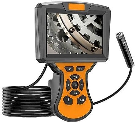 RAABYU Cámara de inspección de endoscopio Cámara de inspección de Serpiente de Lente Dual/Triple Endoscopio de 5 Pulgadas con luz 1080P Linterna de boroscopio automotr