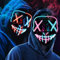 OUILA LED Halloween Maske, 2 Pack Neon Leuchtmaske mit 3 Leuchtmodi für Herren, Damen, Cosplay, Halloween, Karneval, Maskerade Party (Rot & Blau Masken)