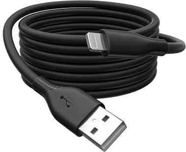 DIGITUS Câble de charge - USB A vers Lightning - 2 m - 480 Mbit/s câble USB 12 W 2.4 A - gaine flexible en silicone avec protection contre les pliures - certifié MFI pour les appareils Apple - noir
