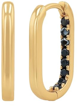 NOELANI Creolen 925 Sterling Silber Damen Ohrschmuck, mit Zirkonia synth., 2 cm, Schwarz, Kommt in Schmuck Geschenk Box, 2038760