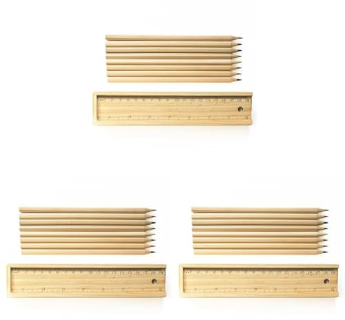 Chinchilla® Naturholz-Buntstifte STRAIGHT | 8 Stück | Angespitzt | Holzetui mit Lineal | Qualität für Kinder & Freizeit | Kreatives Malen | Lebendige Farben | Geschenk für kleine Künstler