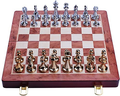MRKU Metall Goldene Silber Bronze Schach Klapp Schachbrett Professionelle Schach Spiele Set Internationale Schach