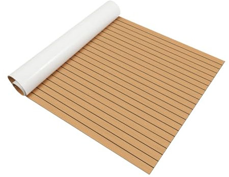 EVA Foam Boat Decking Flooring 240x120cm, Faux Teak Boat Floor Mat, Self-Adhesive Marine Carpet for Pontoon Yacht Swim Platform Helm Pad (Brown)