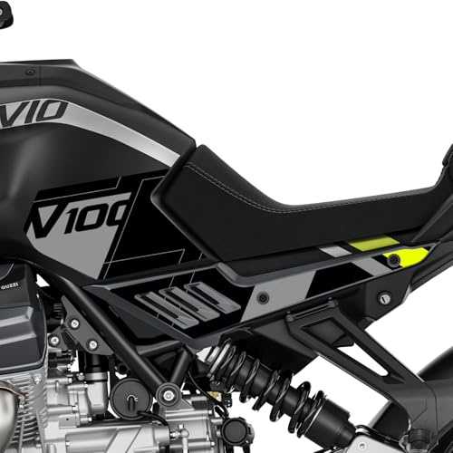 Az Graphishop Adesivi Laterali Serbatoio Compatibile con Moto Guzzi Stelvio V100 2024-2025 L-STELVIO (Nero Vulcano)