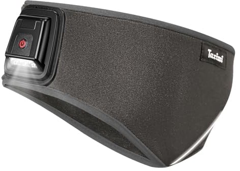 Taximi Ohrenwärmer Stirnband mit Licht - Stirnlampe LED Wiederaufladbar Stirnbänder, Sport Stirnband Damen Winter Warm für Jogging Fahrrad Skifahren (Grau)
