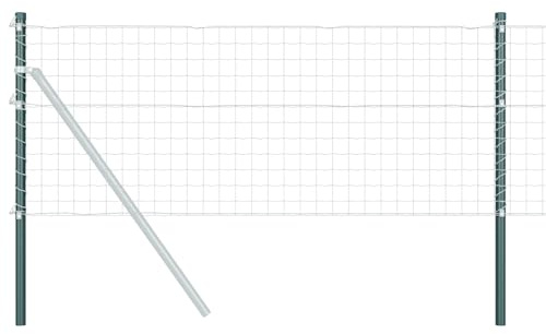 vidaXL Outdoor Fence Post in Green Powder Coated Steel 110cm High Corrosion and UV Resistant Easy Installation with Sturdy Brackets for Different Fence Sizes Perfect