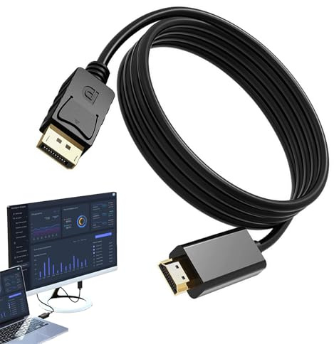 Cable DisplayPort a HDMI 3M 4K 30Hz, Adaptador DisplayPort a HDMI, Unidireccional DP (Fuente) a HDMI (Pantalla), Compatible con Monitor, TV, Proyector, Ordenador Portátil Dell HP y Más