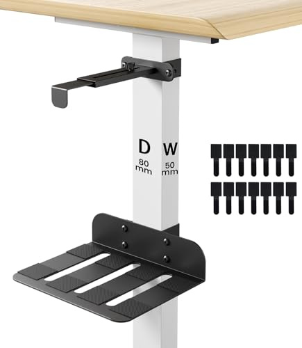 PC Halterung Unter Schreibtisch Ohne Bohren für Vierkant Tischbein 80×50mm | CPU Halterung für Höhenverstellbarer Schreibtisch, Computer Halterung 18kg Tragfähigkeit, Stabil PC Mount für Gaming Büro