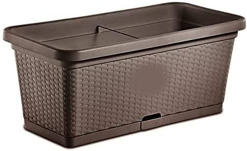 Stefanplast fioriera Natural con riserva Acqua e Ruote 80x40cm Altezza 34cm (Moka)