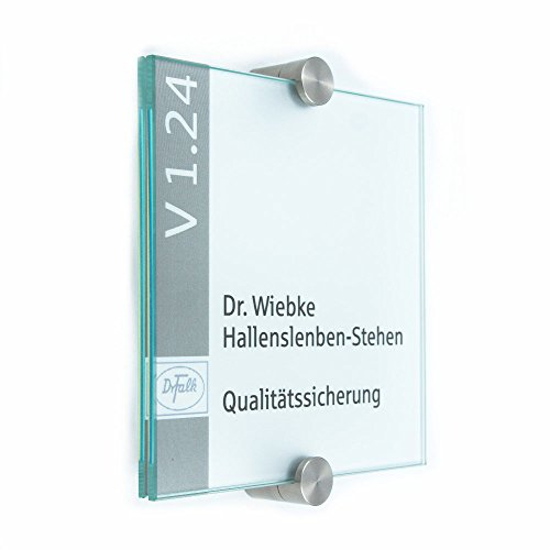 Logistic Sign System I Türschild Glas,Vitrum K2, Klemmhalter (130/130 mm)
