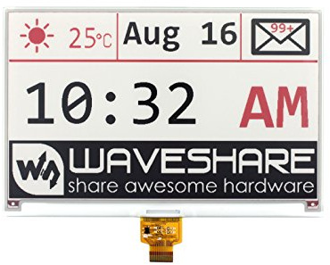 Waveshare 7.5inch E-Paper Raw Display Panel (B) 800x480 Resolution E-Ink Electronic Paper Screen Without PCB Support Red Black and White Three-Color and White SPI Interface