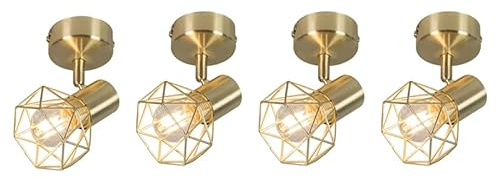 Qazqa - Modern 4-flammig Spotbalkener Set Art Deco Spot Messing dreh- und neigbar - Mosh 1 I Wohnzimmer I Schlafzimmer - Stahl Rund - LED geeignet E14