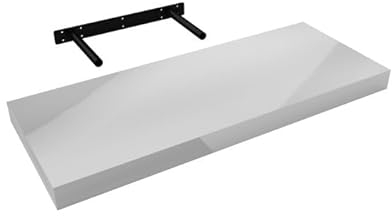 Velano Bücherregal Wand - Wandregal - Regal Wand - Schweberegal - Hängeregal - Regalbrett Deko Wohnzimmer - Gewürzregal - Regale FSG Weiss Hochglanz 595x235