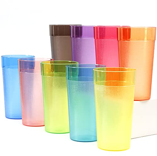 Youngever 18 Paquetes 600ML, Vasos de Plástico pare Agua, Vasos Irrompibles Plástico, 9 Colores Surtidos