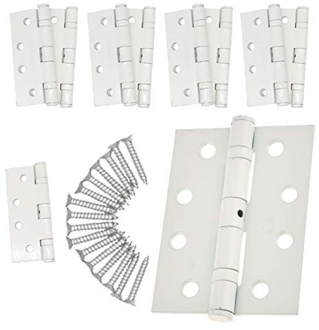 Door Hinges 4 102mm Ball Bearing 5 Pair Pack [10 Hinges & Screws] White