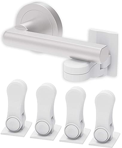 Inaya Child Proof Door Lever Lock (4-Pack) - Door Handle Lock - 3M Adhesive - Minimalist Design - No Drilling Child Safety Door Handle Locks