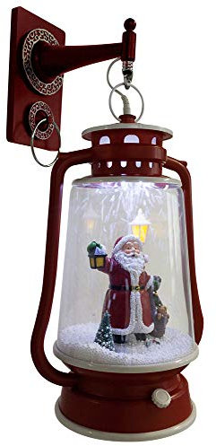 Schneiende LED Laterne 35 cm Rot Motiv Santa Weihnachtsmann Nikolaus